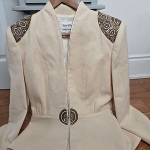 Cream Embellished Blazer